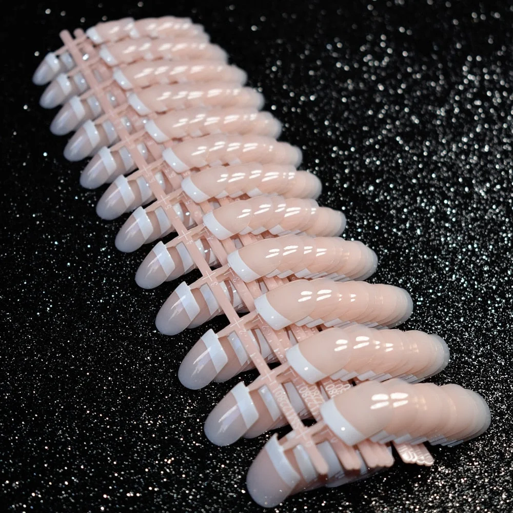 1 lot= 10 kits Clear Nude French Nails Short Size Square White Fake Nails Laidy Finger Decoration Daily Wear 240pcs-Nail Inspo