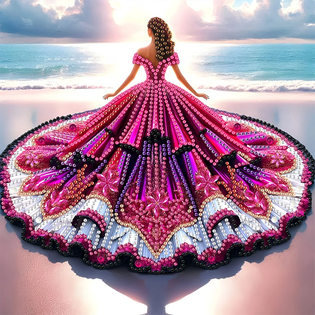 Diamond Painting - Partial Special Shaped Drill - Gorgeous Skirt Girl(Canvas|30*30cm)