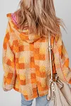 Women's Warm Bright Checkered Sherpa Hooded Jacket