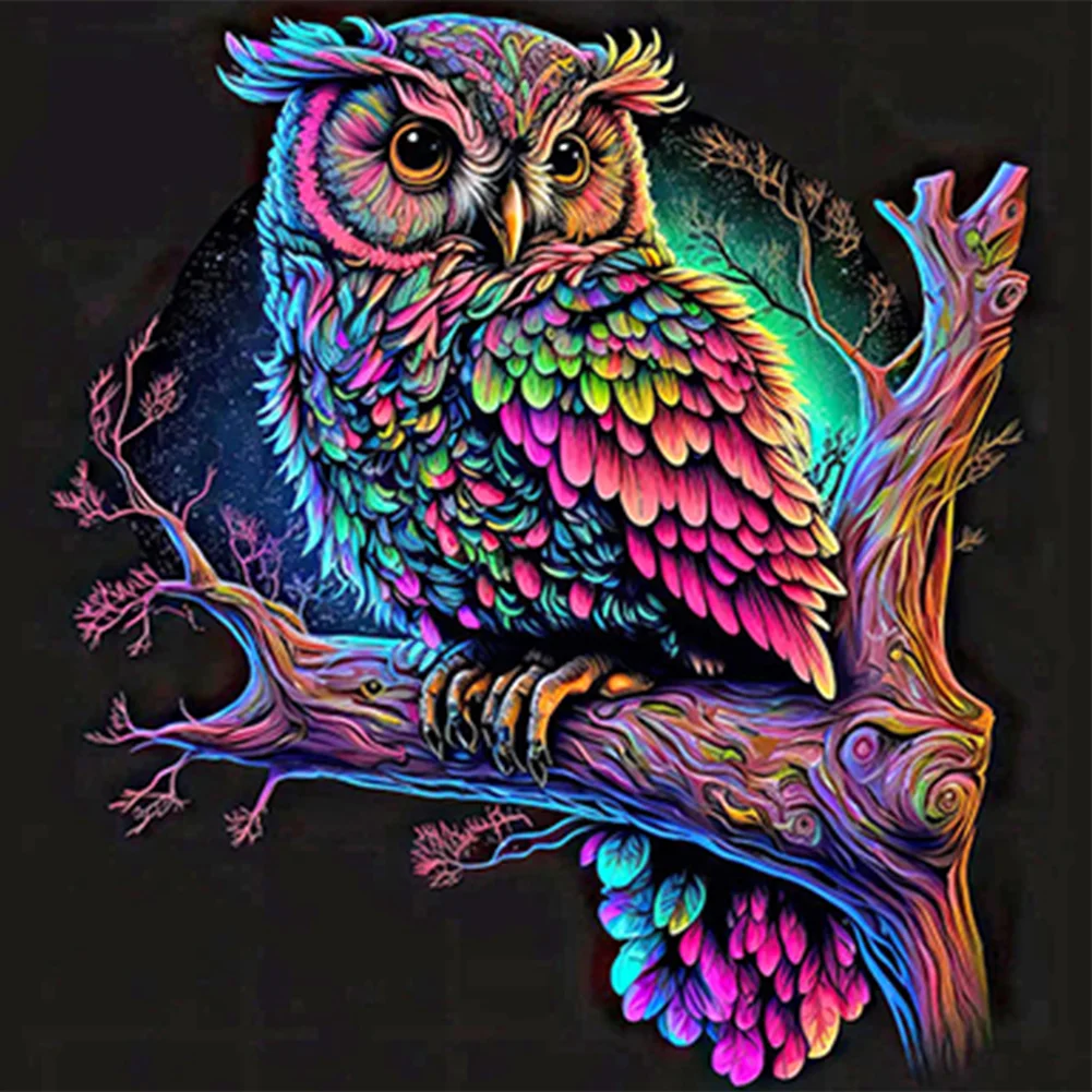 Full Round Diamond Painting - Color Owl(30*30cm)