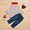 Baby Kid Girl Valentine's Day Love Letter Print 3 Pcs Sets