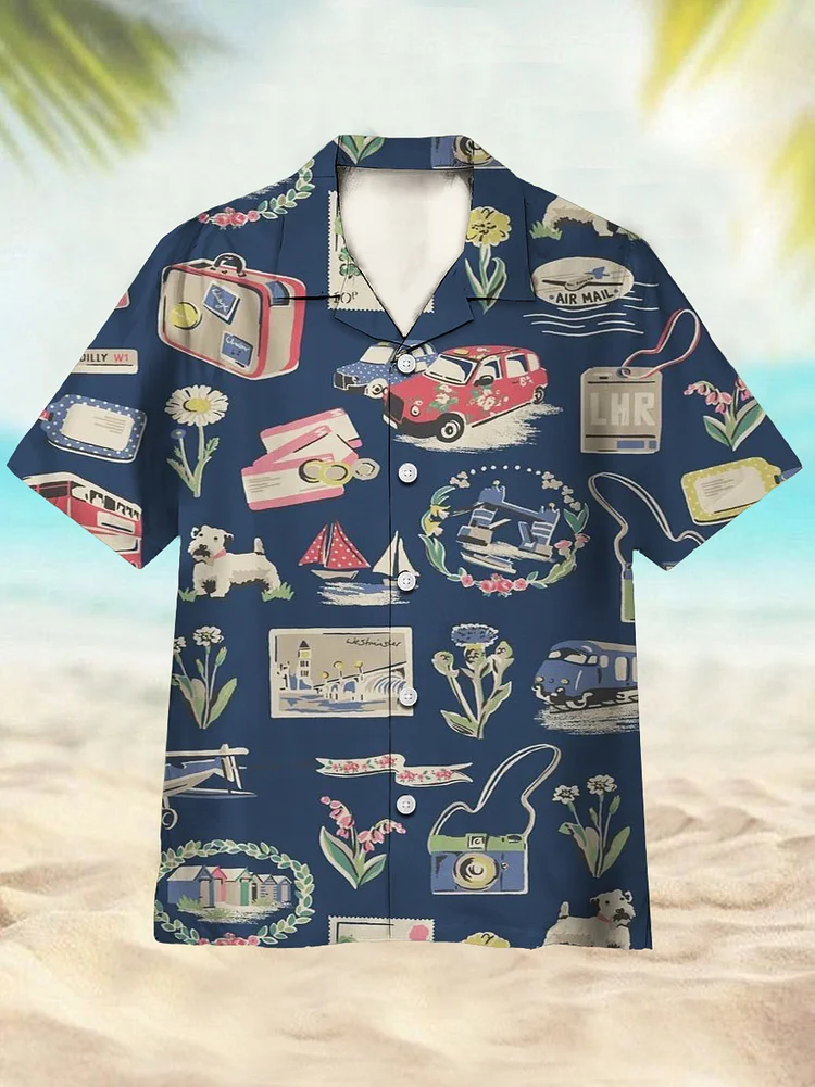 Men's Vacation Travel Pattern Art Print Casual Shirt
