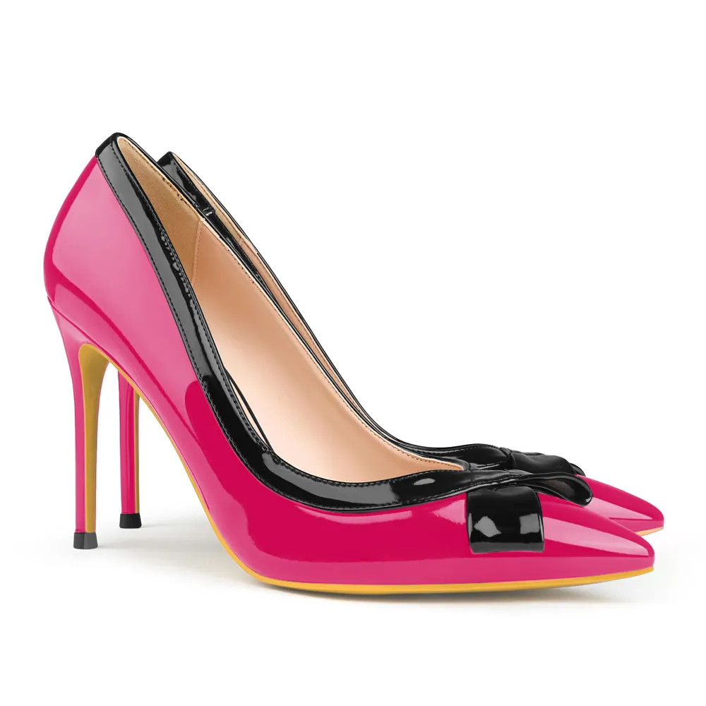 100mm Bow Fashion High Heels Sexy Prom Mixed Color  Stiletto Heels-vocosishoes
