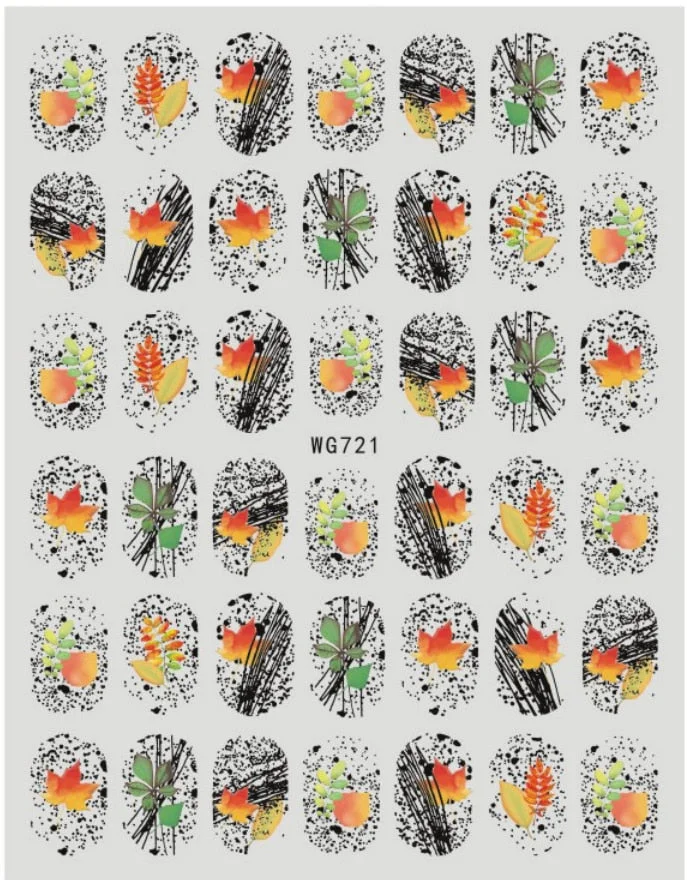 1PC Fall Leaf Flowers Line 3D Nail Sticker Mape Leaves Waves Pattern Decals Slider DIY Nail Art Decoration Wraps For Manicures-Nail Inspo