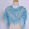 Floral Lace Triangular Scarf Breathable Tassels Hijab Shawl