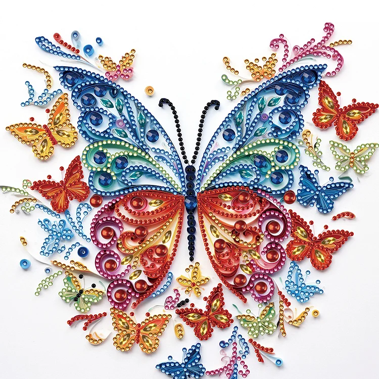 Flower Butterfly Quilling Paper 30*30CM (Canvas) Special Drill Diamond Painting gbfke