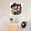 Girl With Horse-11CT Stamped Cross Stitch 40*40cm/15.75*15.75in tapestrymarket