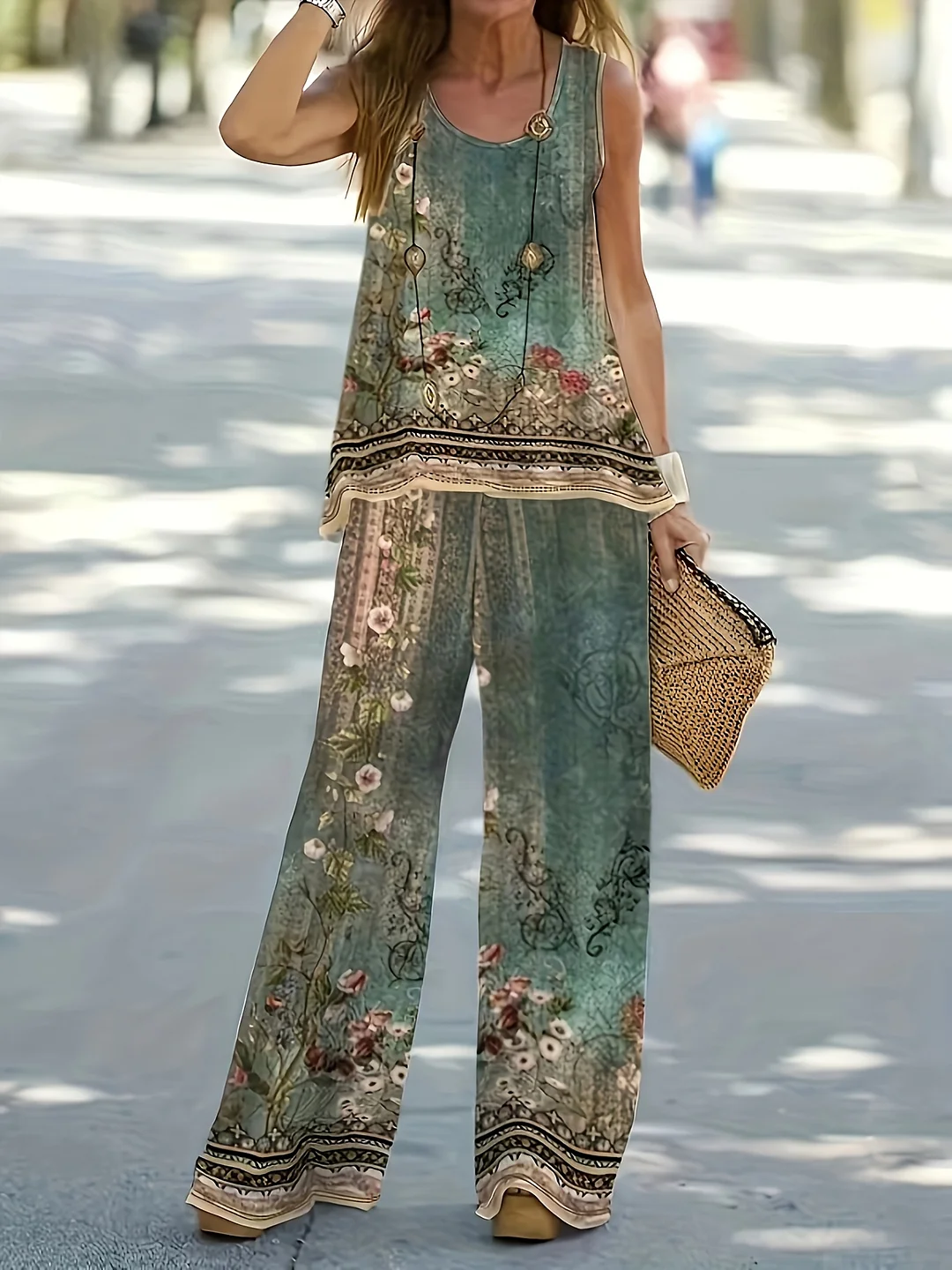 Sleeveless Summer Floral Print Two Piece Set - Women's Casual Vest And Pants Set | IFYHOME