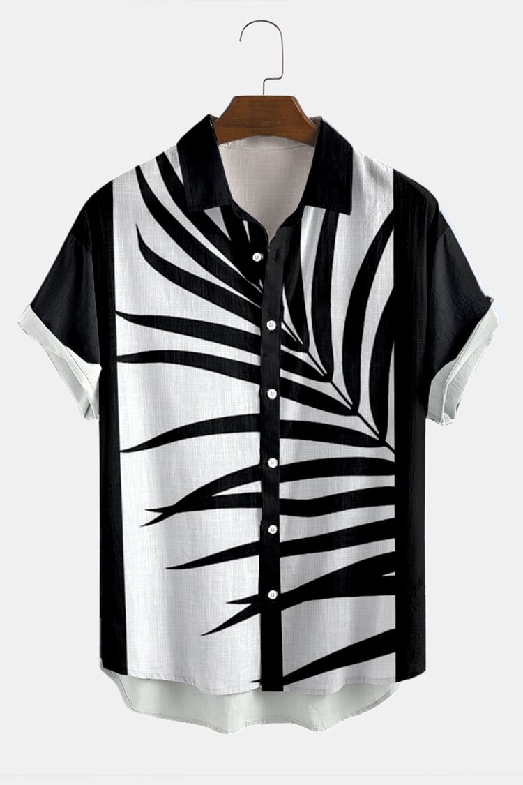 Black And White Contrast Color Short Sleeves Shirt