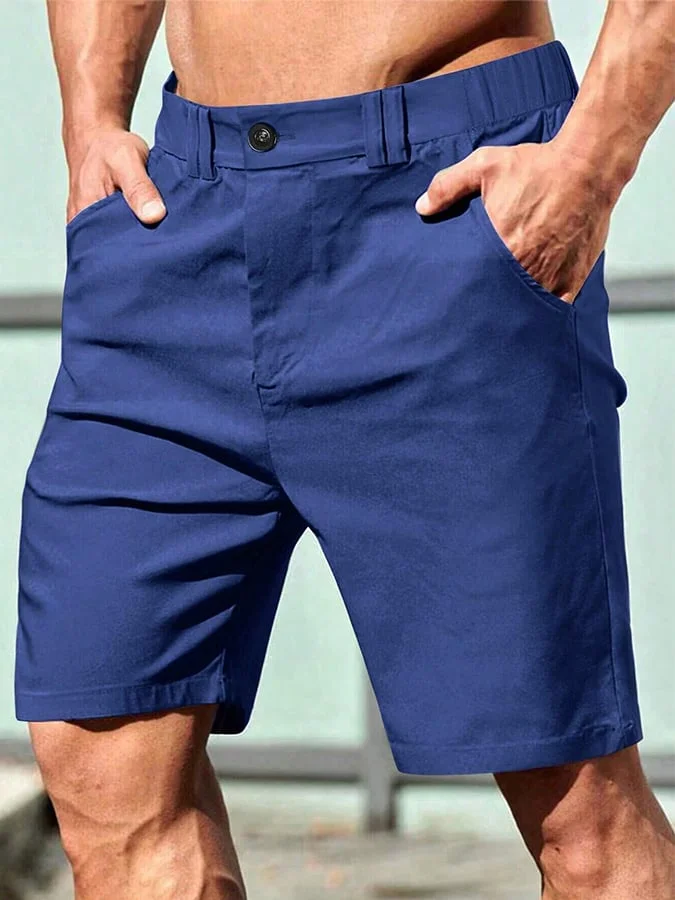 Men's Casual Solid Color Pockets Shorts 