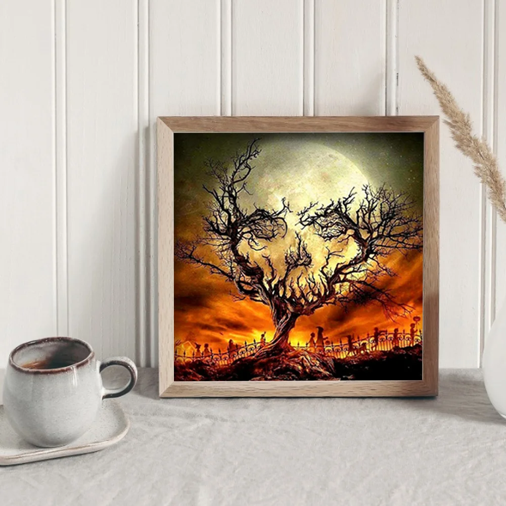 11CT Full Stamped Cross Stitch - Halloween Skeleton Head(Canvas|40*40CM)