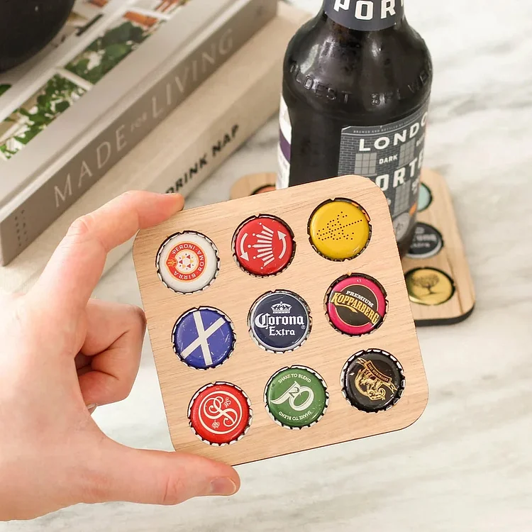 Wooden Beer Cap Collector Coaster - tree - Codlins