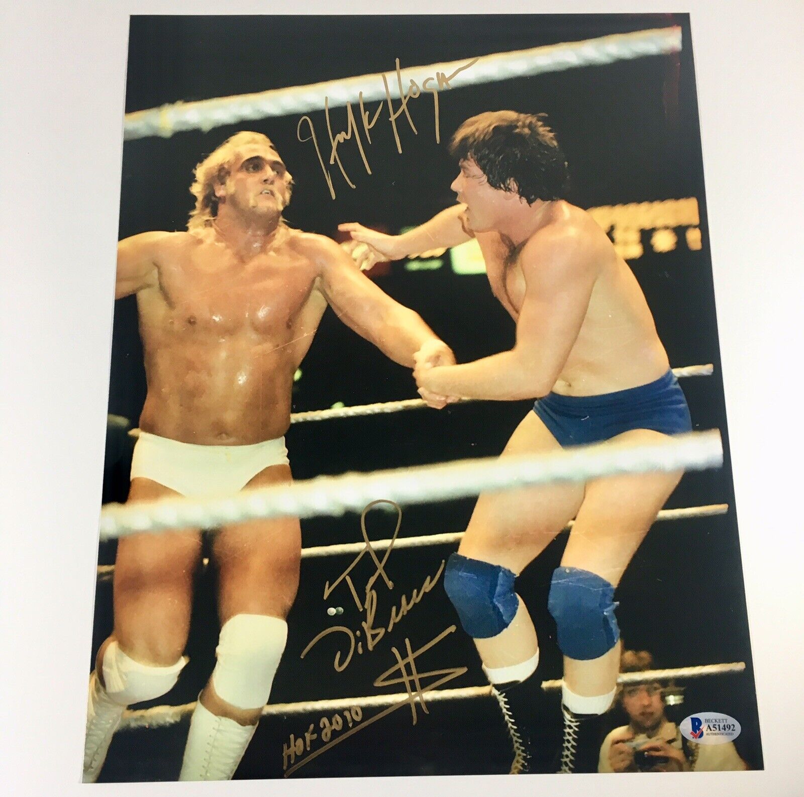 Hulk Hogan Signed 11x14 Photo Poster painting Vs Ted Dibiase Autograph WWF 70s BECKETT BAS WWE