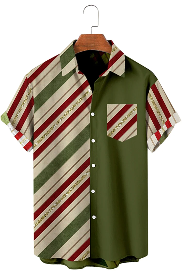 Men's Striped Casual Short Sleeve Shirt