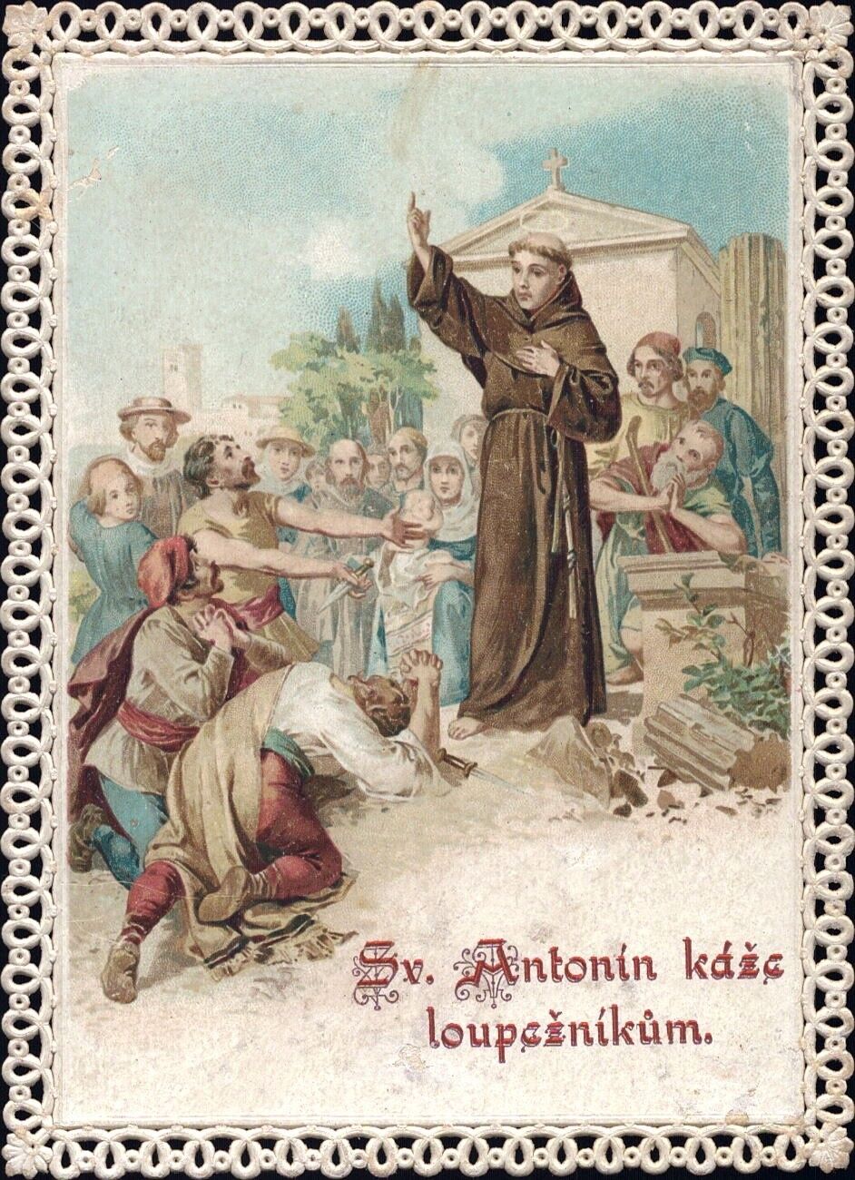 Antonius Of Padua Pilgrimage Very Old Devotional Picture Top Image (O-5168