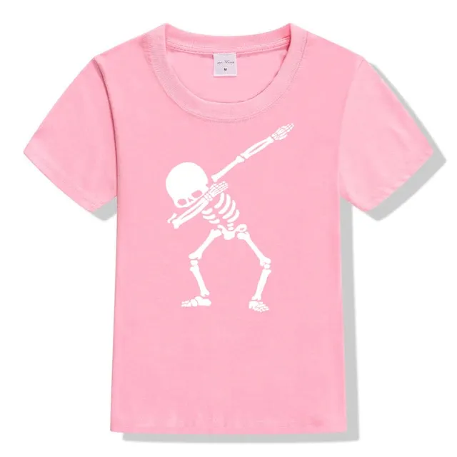 Hip Hop Dabbing Skeleton Kids T-Shirt Punk Black Shirts Children Boys Girls Funny Skull Teens T Shirts Toddler Summer Clothes