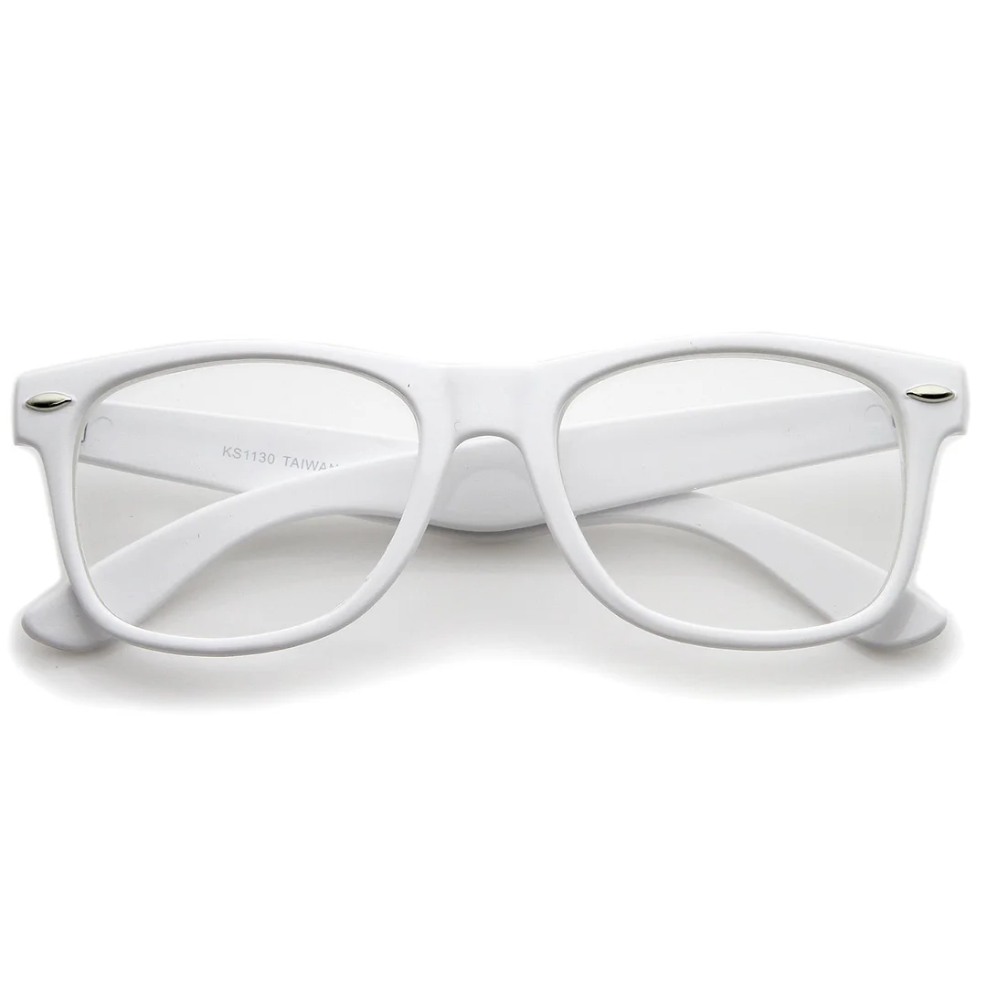 Retro Wide Temple Clear Lens Horn Rimmed Eyeglasses 54mm