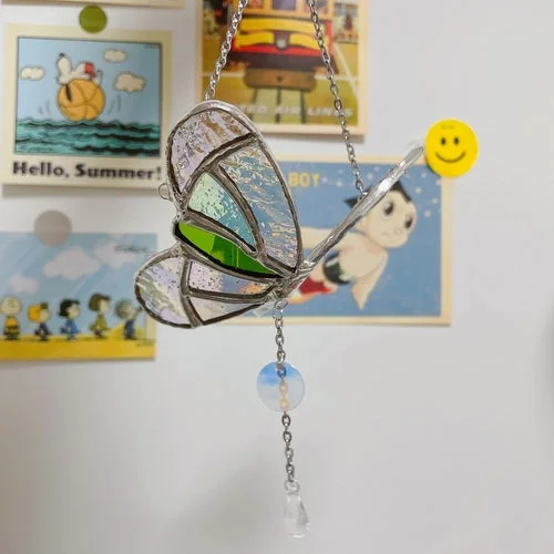 Heaven Pastal Glass Butterfly Ornament - Moon