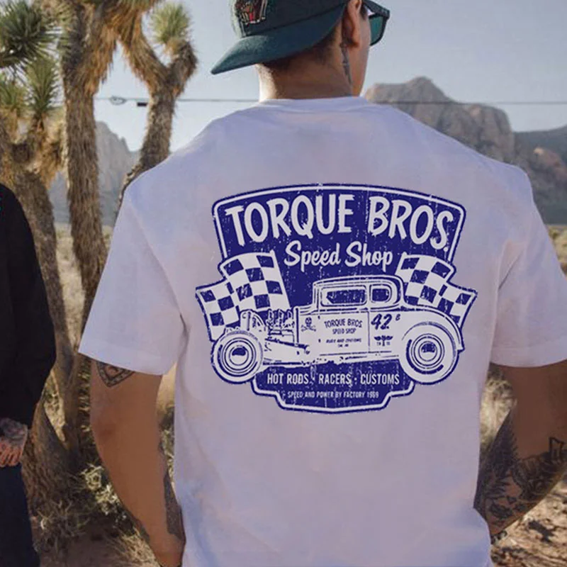 TORQUE BROS SPEED SHOP Classic Car Print Men's T-shirt