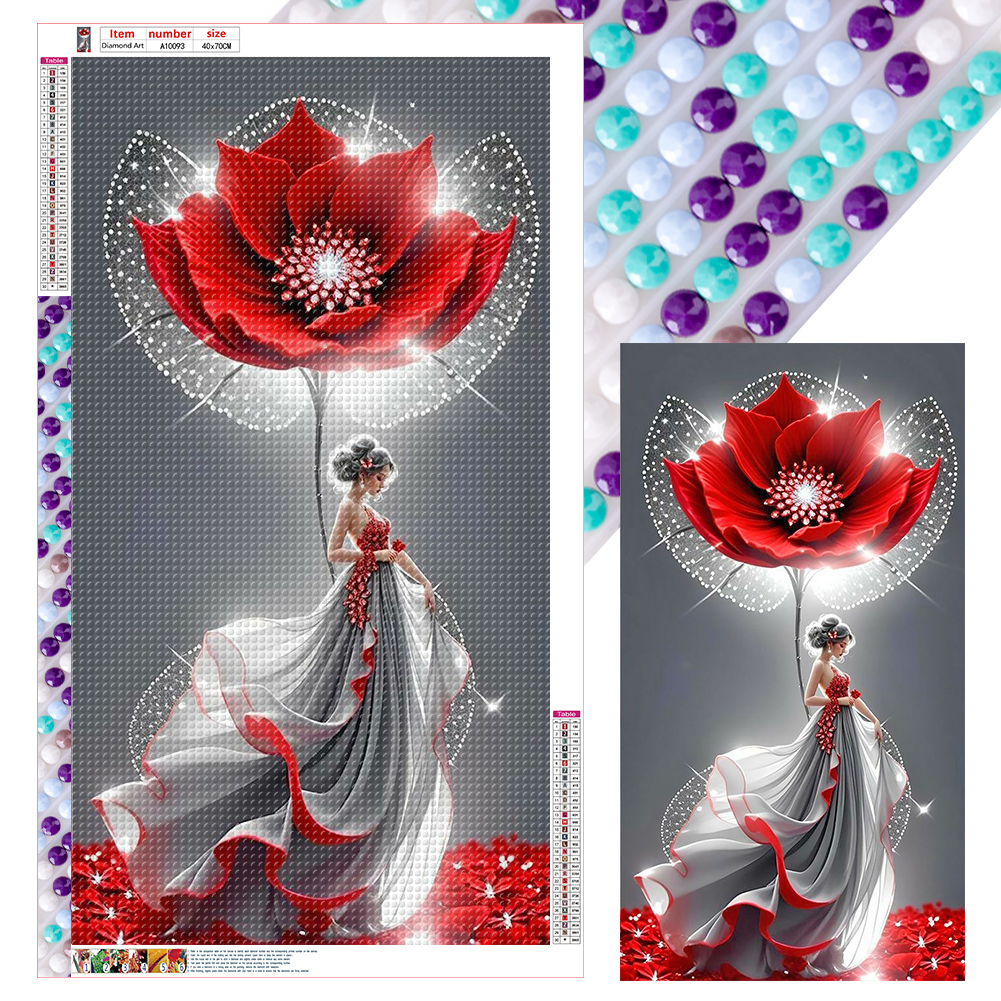 Flower Lady 40*70cm(canvas) full round drill diamond painting