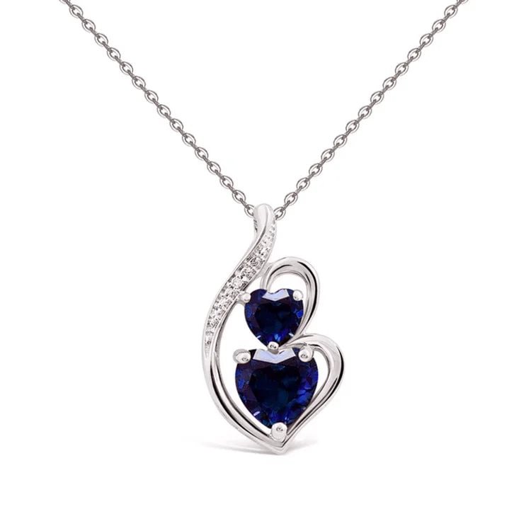 For Love - S925 My Wishes to Smokin' Hot Soulmate Blue Crystal Heart to Heart Necklace