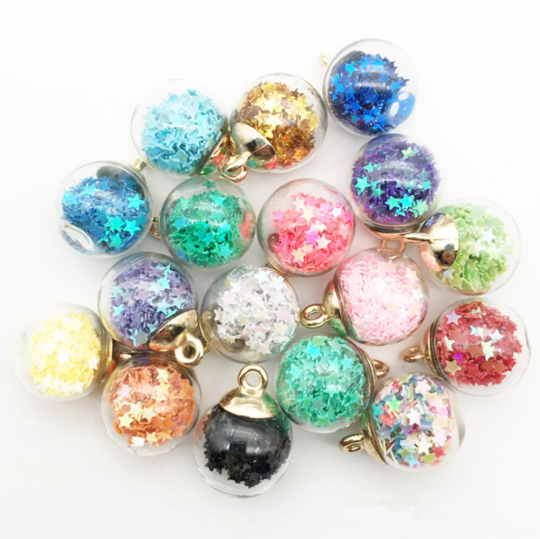 Bulk 10 30 Star Charms, Crystal With Star Glass Ball Charms Pendant fit Bracelet Necklace Hair Accessories Key Chain Charm Pendants Findings