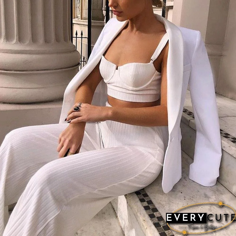 Knitted Two Piece Co ord Set Crop Top and Jogger Pant Outfit