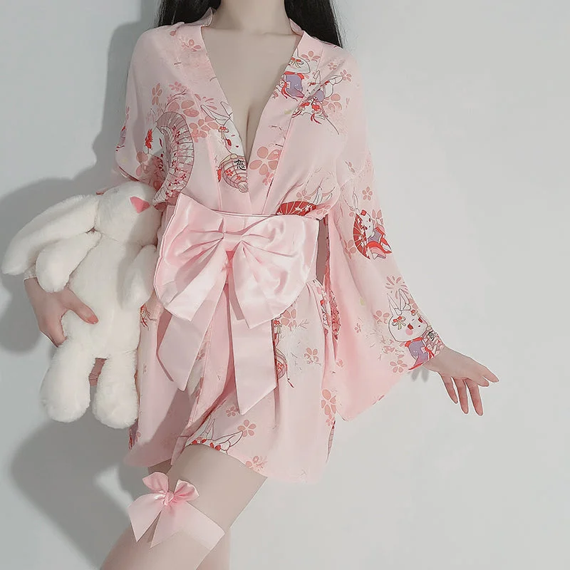 Japanese Pink/Red Sakura Kimono Set SP17652