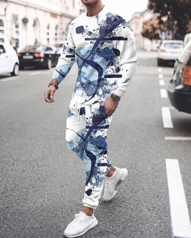 Men's Fashion Printing Long-sleeved Suit-6