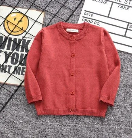 Spring Autumn Baby Boys Girls Pure Color Cardigan Coat Children Clothing Baby Boy Girl Long Sleeve Knitted Kids Cardigan Coat