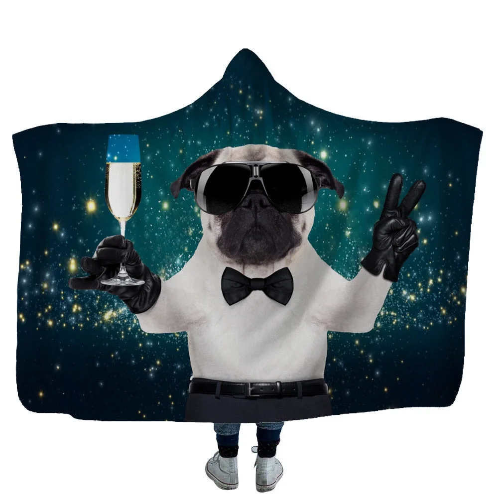 Hooded Blanket 3D Printed Bad Animals For Adults Childs Sherpa Fleece Hoodie Blanket Microfiber Warm Throw Blanket For Home Sofa