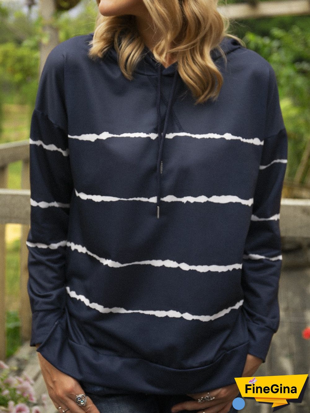 Cotton-Blend Hoodie Long Sleeve Sweatshirt