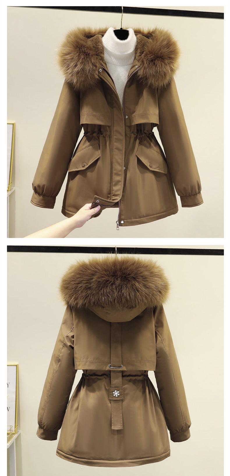 Women Long Sleeve Hooded Solid Color Puffer Coats