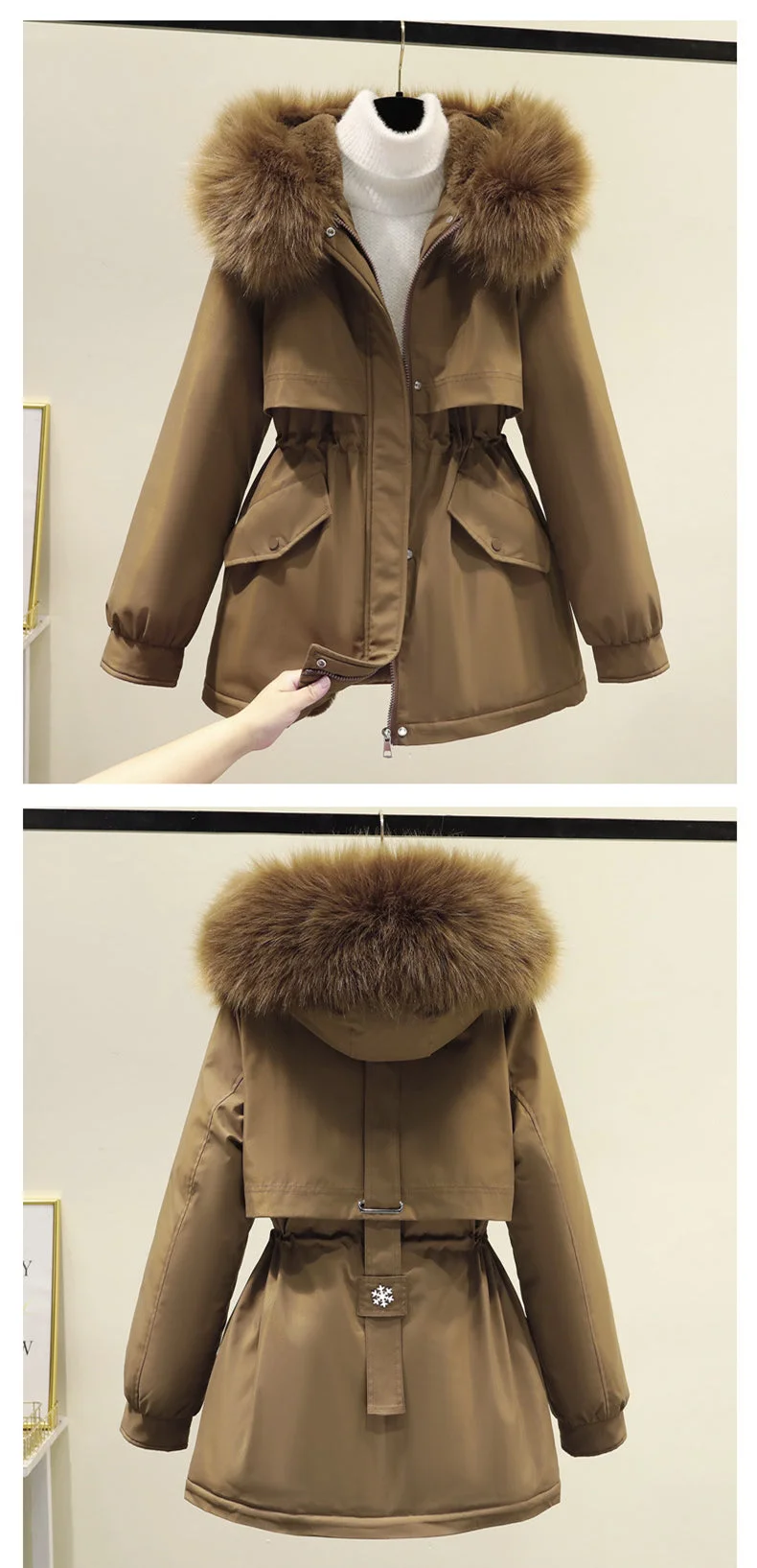 Women Long Sleeve Hooded Solid Color Puffer Coats