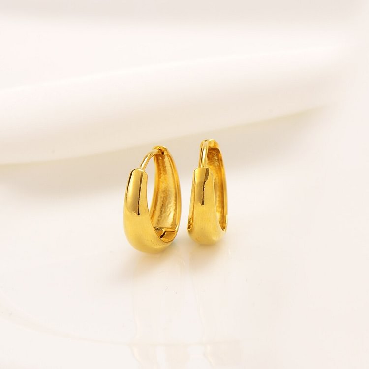 Gold Color Hoop Earrings for Women  Simple Round Circle Huggies Ear Rings