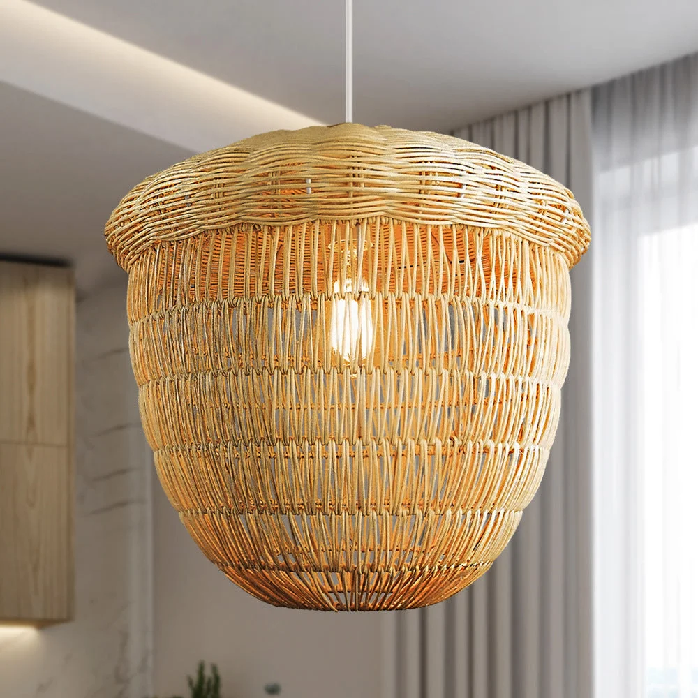 Handmade Rattan Pine Cone Lampshade Pendant Light