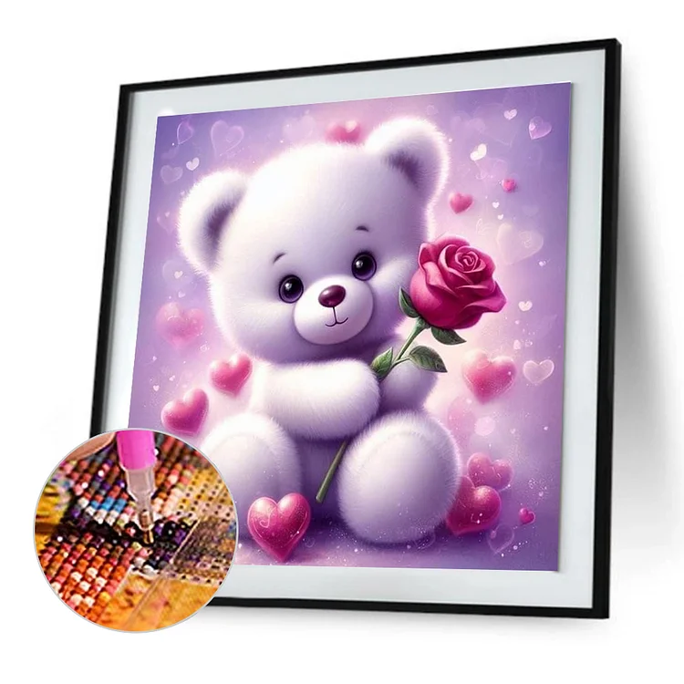 Love Rose Bear 30*30cm full round drill diamond painting – Jules' Diamond  Art