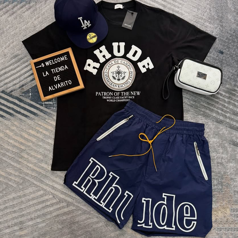 Rhude Patron of The New Letters T-Shirt And Shorts Co-Ord