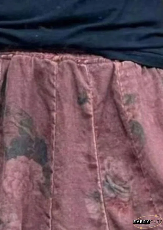 Diy Brick Red Pockets Print Patchwork Linen Lantern Pants Summer