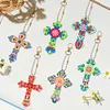 6PCS Diamond Painting Double Sided Cross Keychains Christmas Decoration Gift