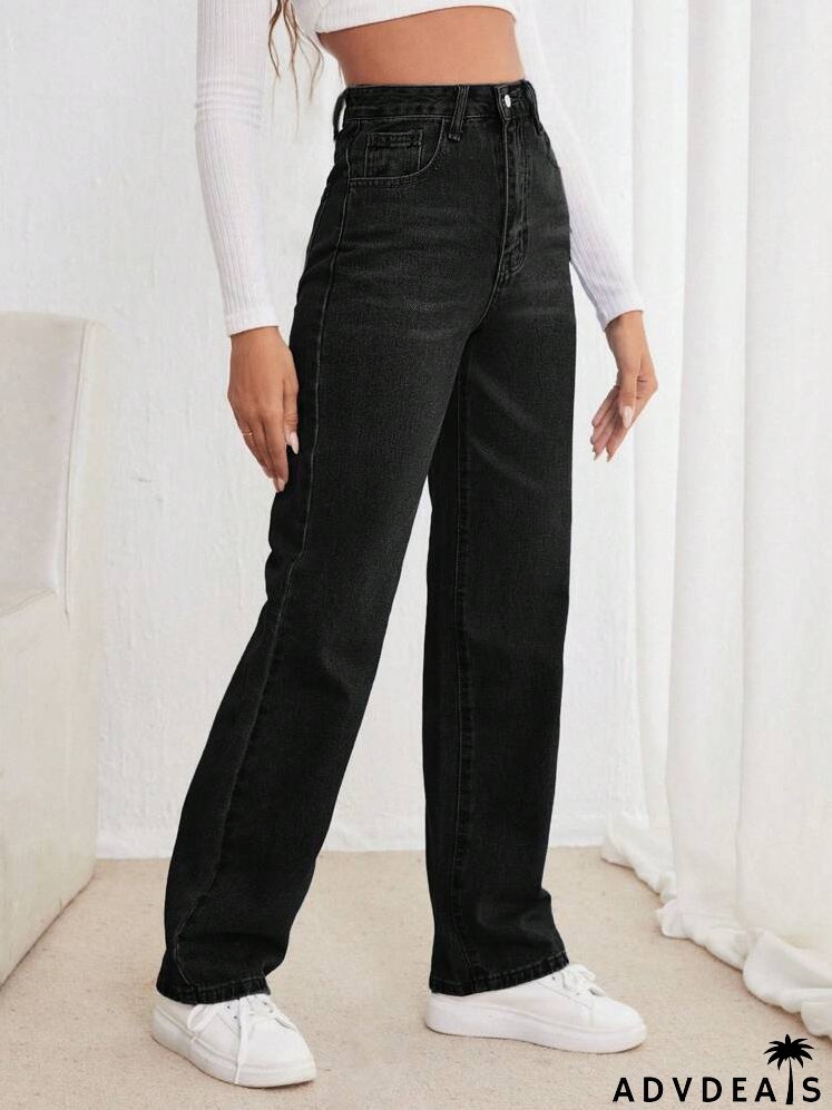 High Waisted Straight Leg Jeans