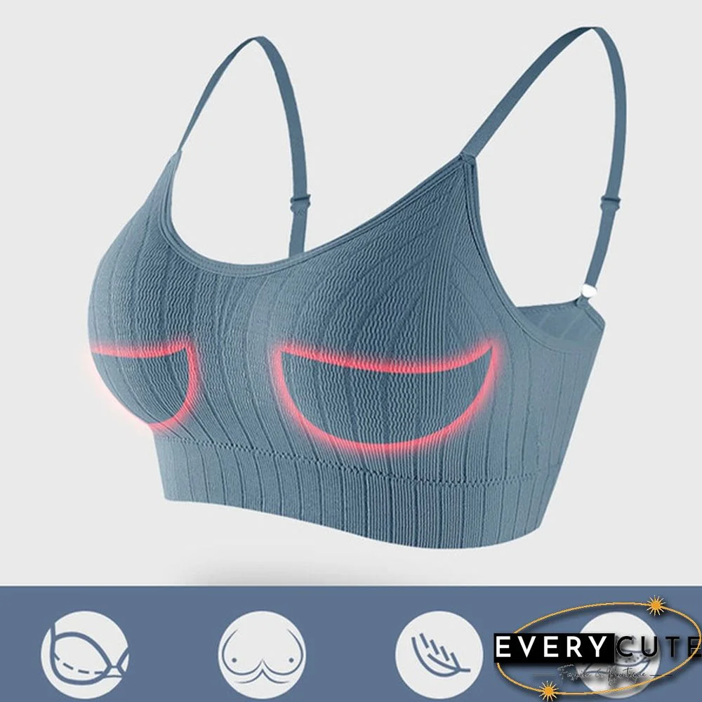 Women's Sleeveless Striped Bra Padded Tank Tops Spaghetti Strap Bralette Crop Top Tube Bras Seamless Tube Top