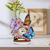 (US Local)Acrylic Special Shape Flower Butterfly Diamond Painting Clock for Home Office