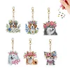 6Pcs chien double face - 5d bricolage artisanat porte-cl&eacute;s