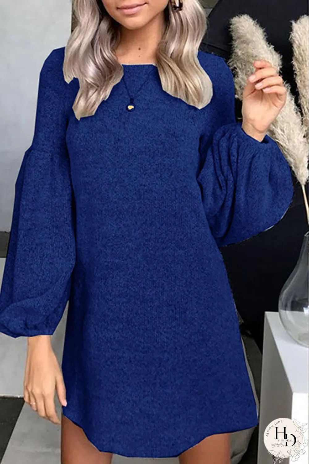 Fashion Street Solid O Neck A Line Dresses(4 colors)