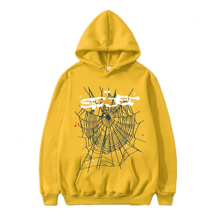 Hip Hop Y2k Sp5der Hoodies Spider Web Print Hoodie Casual Hooded Sweatshirts at Hiphopee