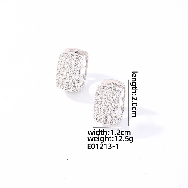 1 Pair Glam Luxurious Shiny Round Oval Solid Color Plating Inlay Copper Zircon Gold Plated Earrings