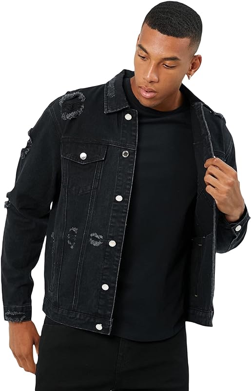 Floerns Men's Casual Button Front Long Sleeve Solid Denim Jacket With Pocket