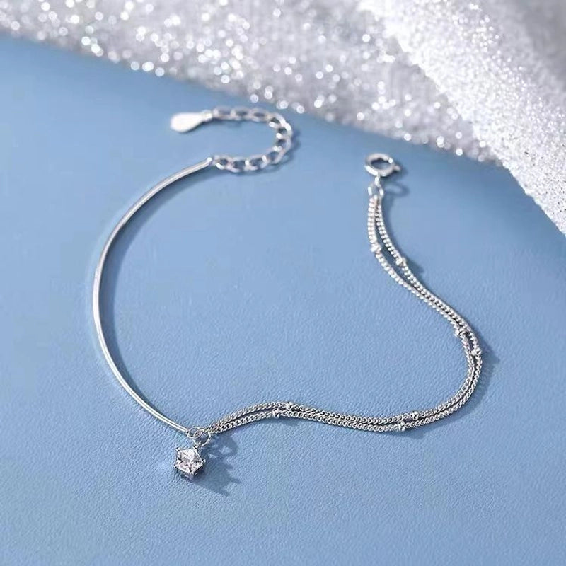 925 Sterling Silver Double-layer Star Bracelet Women’s Niche Light Luxury Design High-end Bracelet Gift
