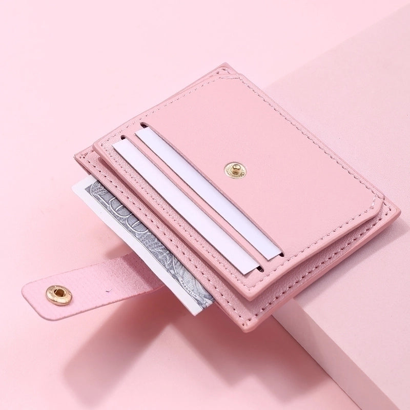 Women’s Solid Color Pu Leather Flip Cover Card Holders